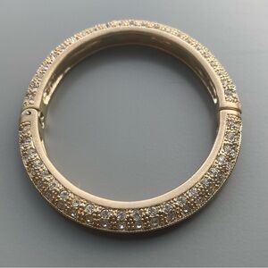 Gold Tone Crystal Hinged Bracelet Magnetic Closure